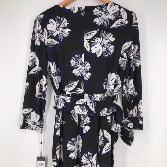 Tommy Hilfiger 3/4 Sleeve Floral Waist Tie Dress - Picture 9 of 11